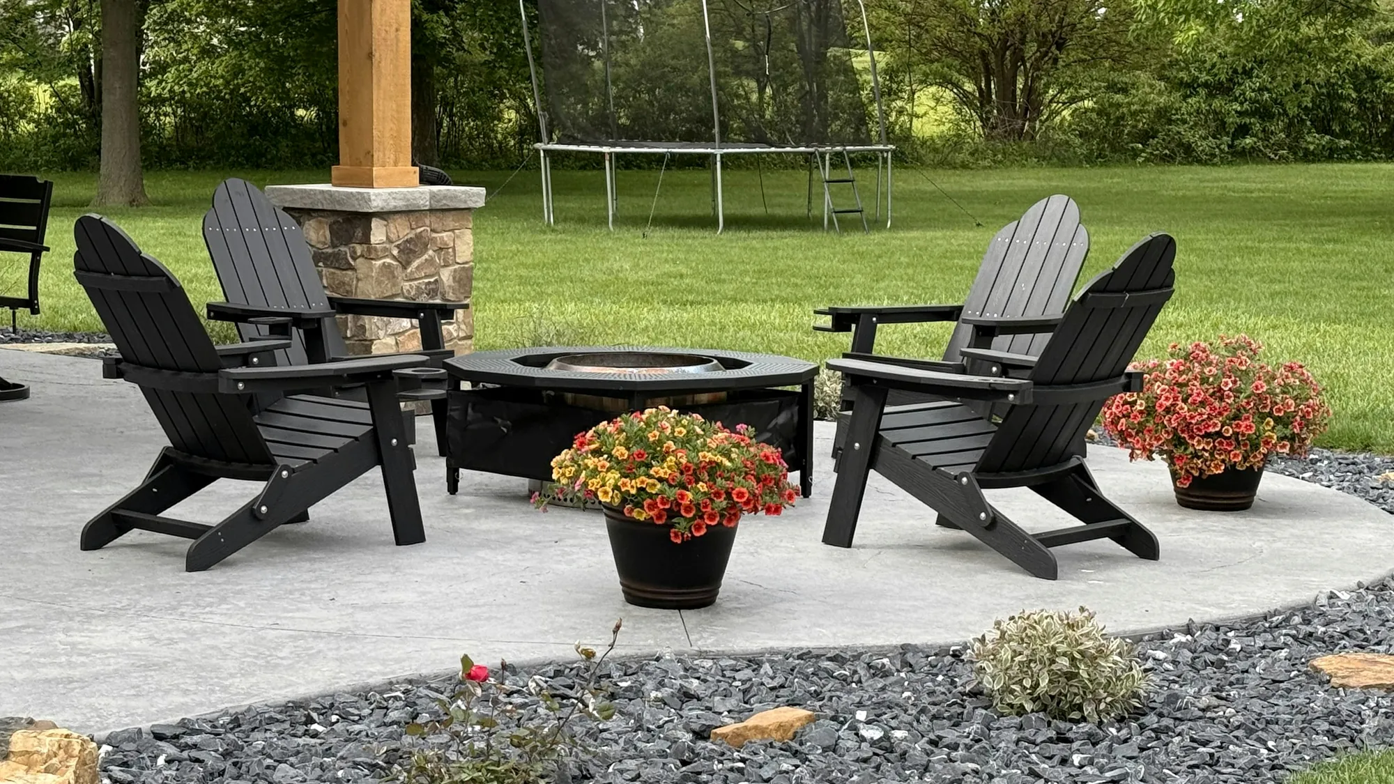 Paver patio with fire pit seating, the first thing we look at on a site walk